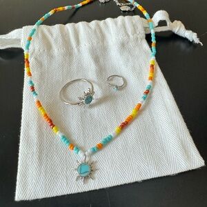 Pura Vida DREAMING OUTLOUD JEWELRY SET Beaded Necklace/ Ring/ Ear Cuff